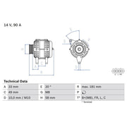 Bosch Car Alternator 12V 0 986 083 650