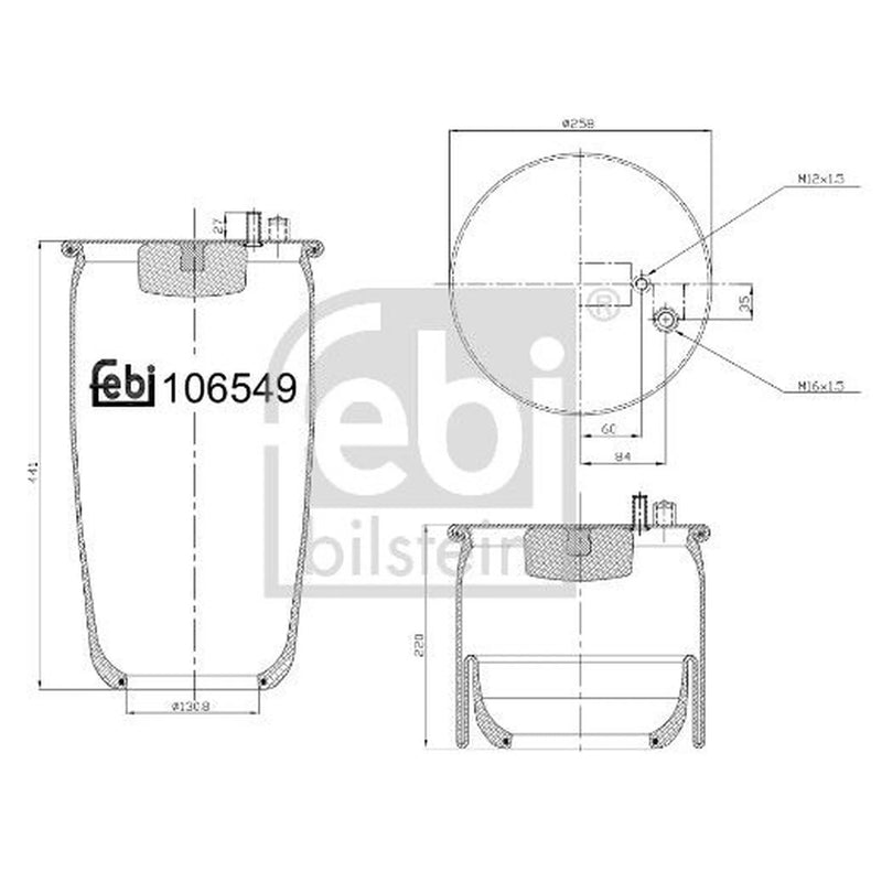 Febi Air Suspension Bellow 130mm Rear 106549