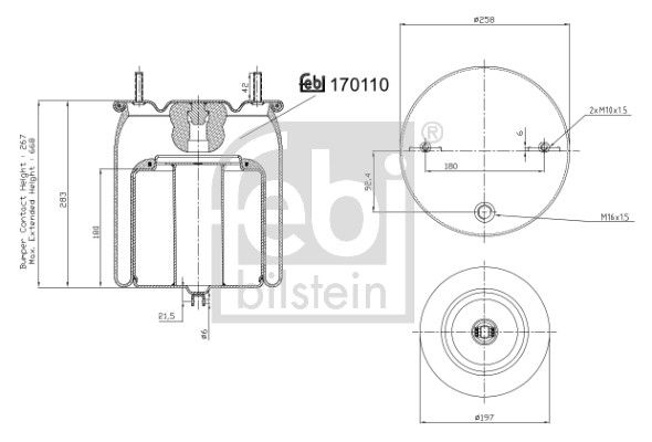 Febi Air Suspension Bellow 197mm Front