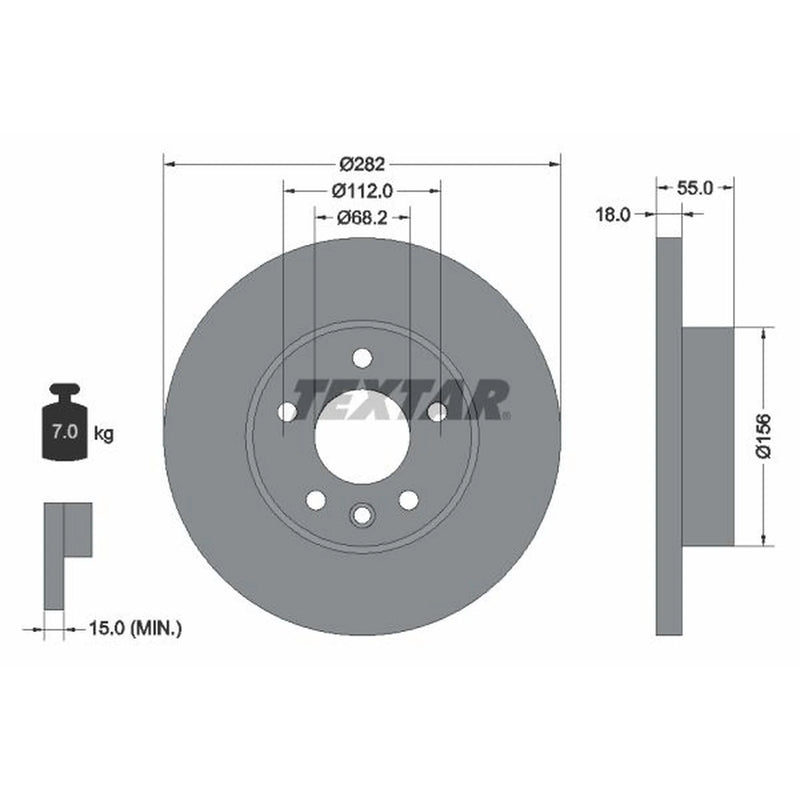 Textar 2 x Solid Front Brake Discs 92083703