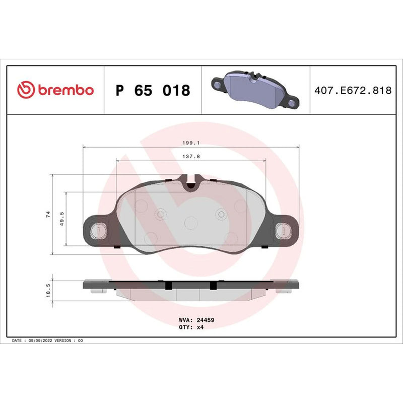 Brembo 4 x Front Brake Pad Set P65018