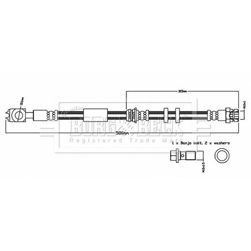 Borg & Beck Brake Hydraulic Hose Line Front Left BBH8731
