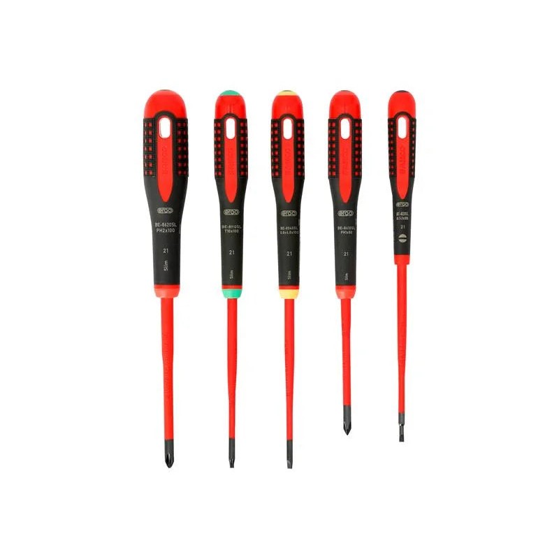 Bahco BE-9871SL ERGO™ Slim VDE Insulated Screwdriver Set, 5 Piece - BE-9871SL