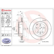 Brembo 2 x Rear Brake Discs 09.9914.11