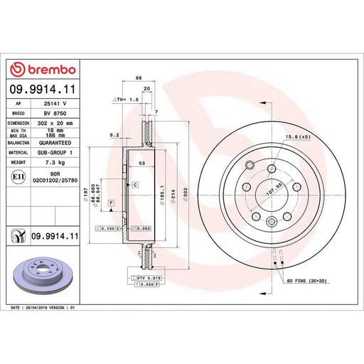 Brembo 2 x Rear Brake Discs 09.9914.11