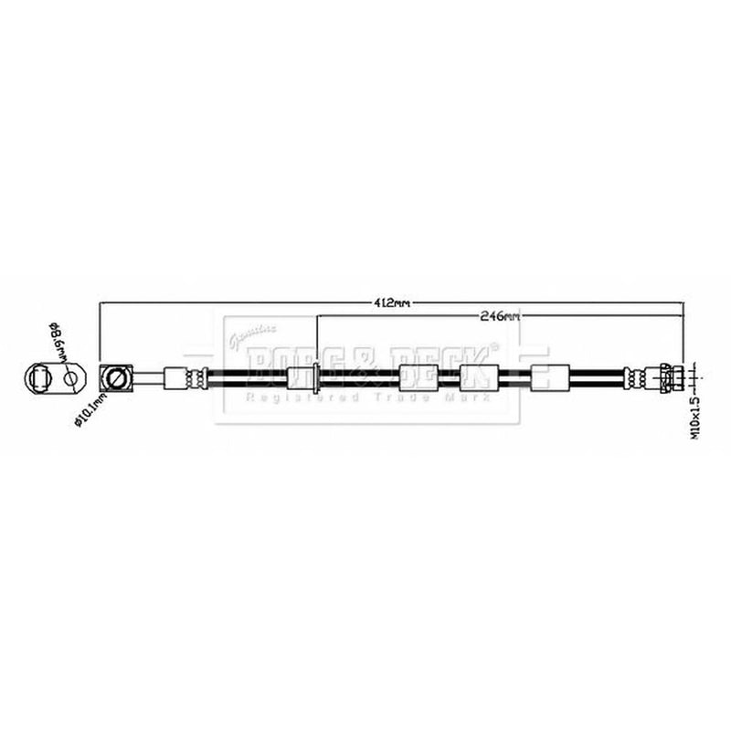 Borg & Beck Brake Hydraulic Hose Line Front Right BBH8824