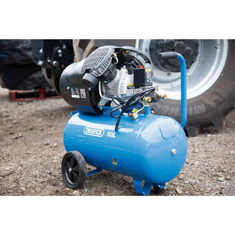 Draper Air Compressor 50L 230V V-Twin 2.2kW/3HP