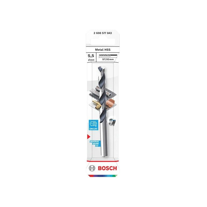 Bosch Powertool Accessories Metal HSS Twist Drill Bit 5.5 x 57 x 93mm
