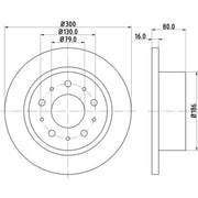 DON 2 x Solid Rear Brake Discs PCD19512
