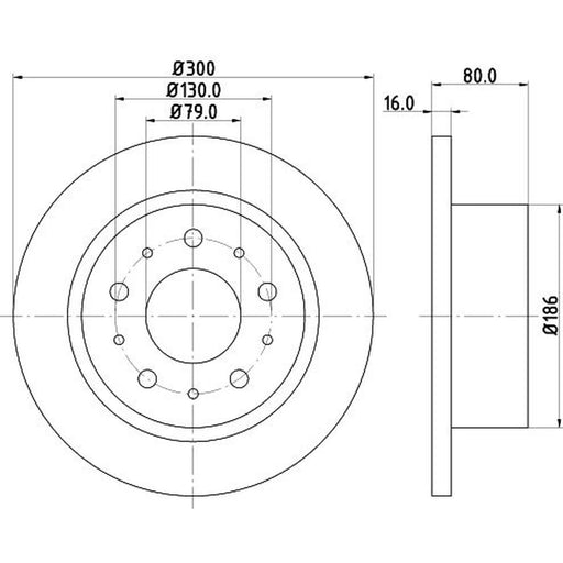 DON 2 x Solid Rear Brake Discs PCD19512