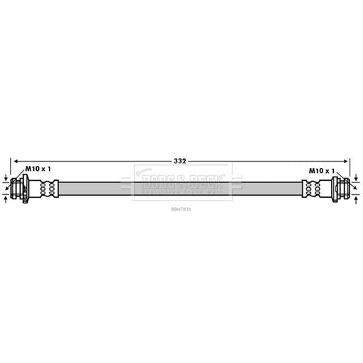 Borg & Beck Brake Hydraulic Hose Line Rear Right BBH7831