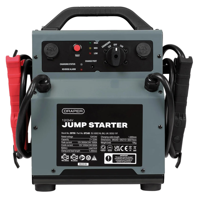 Draper Jump Starter 3000/1500 Peak Amps 12/24V