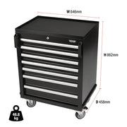 Bunker Mobile Cabinet 7 Drawer 646mm Steel Storage Unit