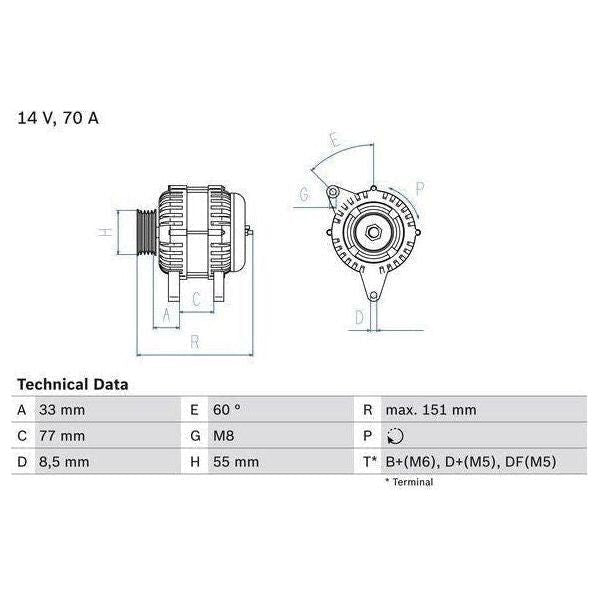 Bosch Reman Alternator 3951 0986039510 Bosch  - Town Parts