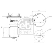 Febi Air Suspension Bellow 168mm Rear 101307