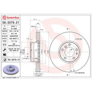 Brembo 2 x Internally Vented Front Brake Discs 09.5579.21