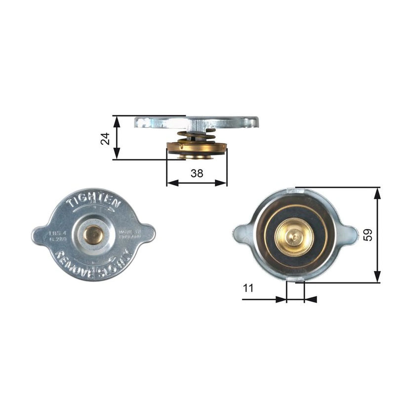 Gates Radiator Expansion Tank Cap bar RC106