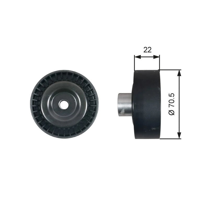 Gates V-Ribbed Belt Deflection/Guide Pulley Upper T36611