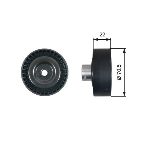 Gates V-Ribbed Belt Deflection/Guide Pulley Upper T36611