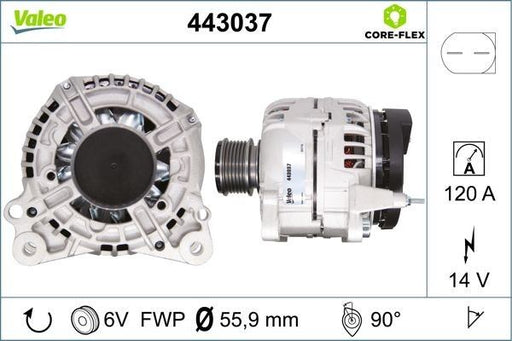 VALEO 443037 Alternator Fits Audi A2 A3 A4 A6 TT Ford Galaxy Seat Arosa Skoda VW Valeo - Town Parts