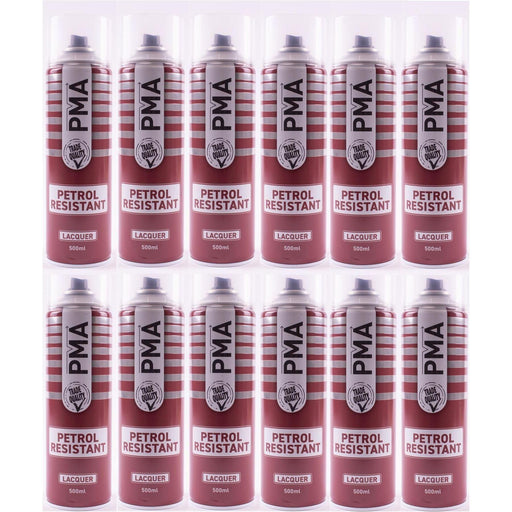 12x PMA Professional Petrol Resistant Lacquer 500ml Spray Paint High Coverage PMA  - Town Parts
