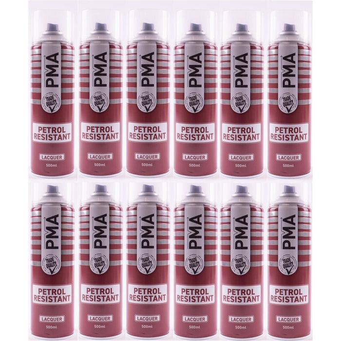 12x PMA Professional Petrol Resistant Lacquer 500ml Spray Paint High Coverage PMA  - Town Parts