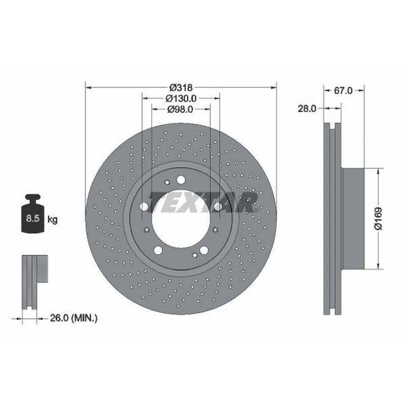 Textar 2 x Perforated Brake Discs 92099907