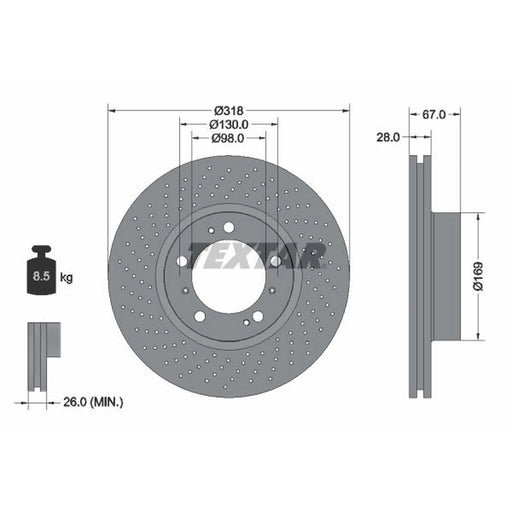 Textar 2 x Perforated Brake Discs 92099907