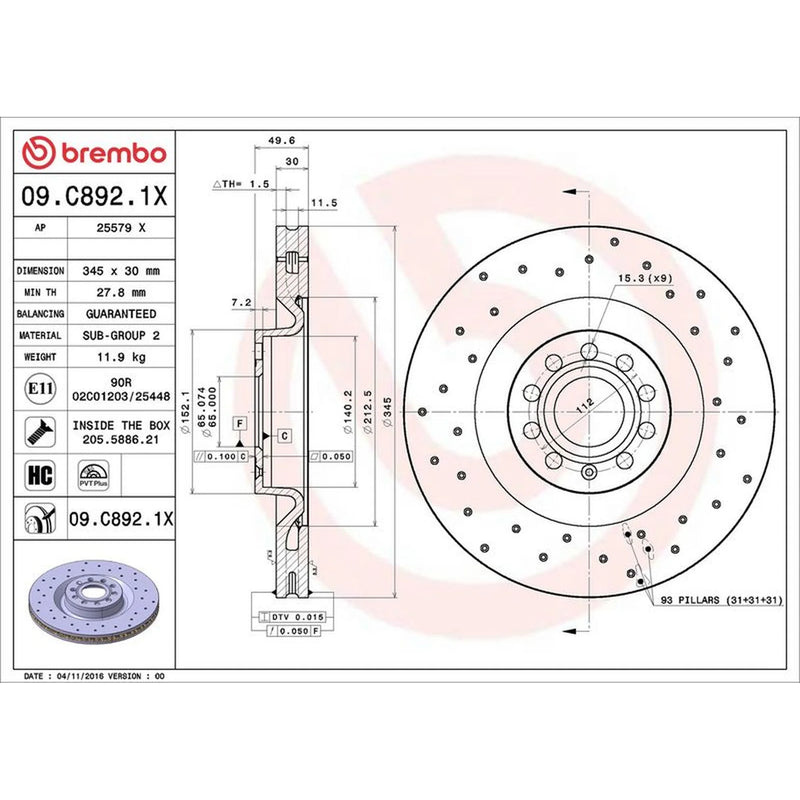 Brembo Xtra 2 x / Front Brake Discs 09.C892.1X