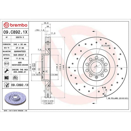 Brembo Xtra 2 x / Front Brake Discs 09.C892.1X