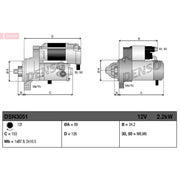 Denso Starter Motor 12V 2.2kW 12 Teeth DSN3051