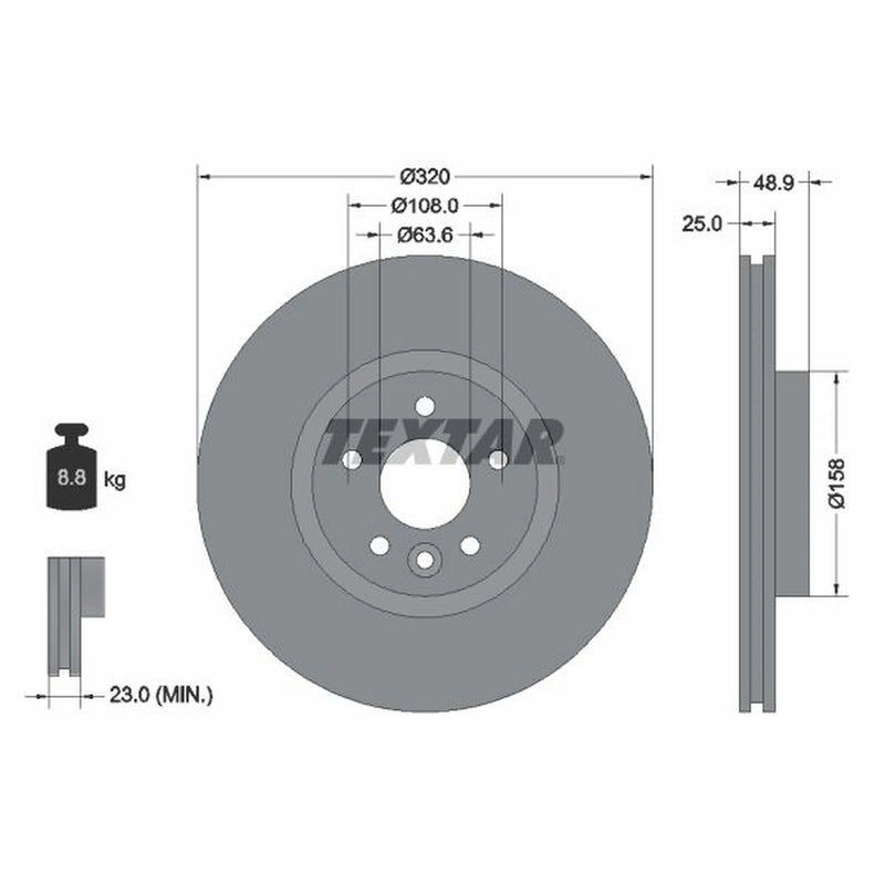 Textar 2 x Internally Vented Brake Discs 92282103