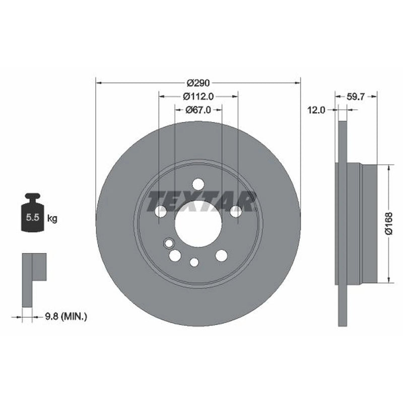 Textar 2 x Solid Rear Brake Discs 92056900