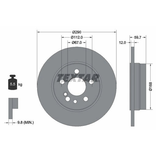 Textar 2 x Solid Rear Brake Discs 92056900