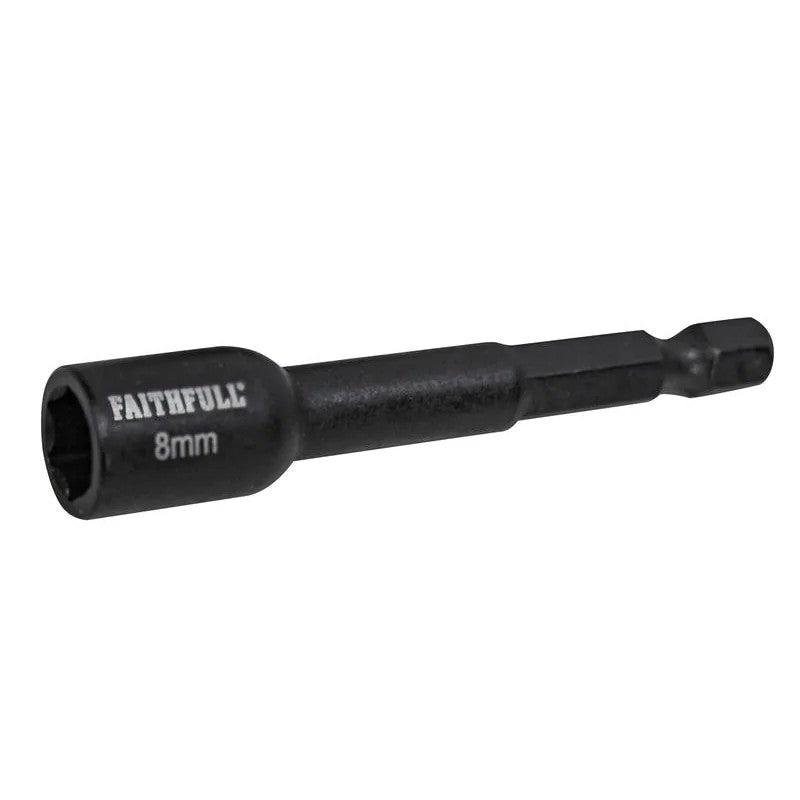 Faithfull Magnetic Impact Nut Driver x 1/4in Hex 8-13mm