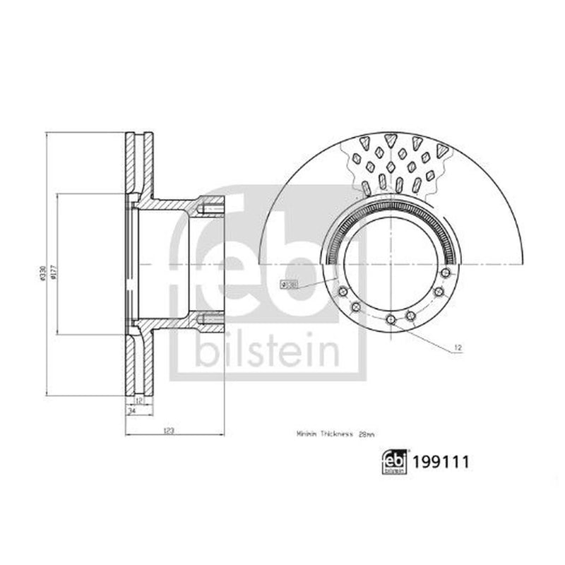 Febi 2 x Internally Vented Rear Brake Discs 199111