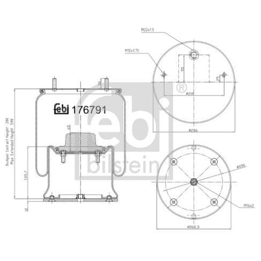 Febi Air Suspension Bellow 260mm 176791