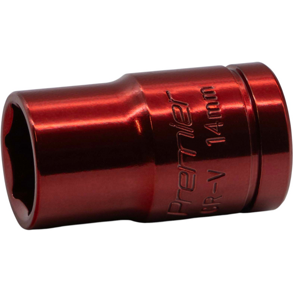 Sealey 1/2"Dr Coloured Socket 14mm (Red)