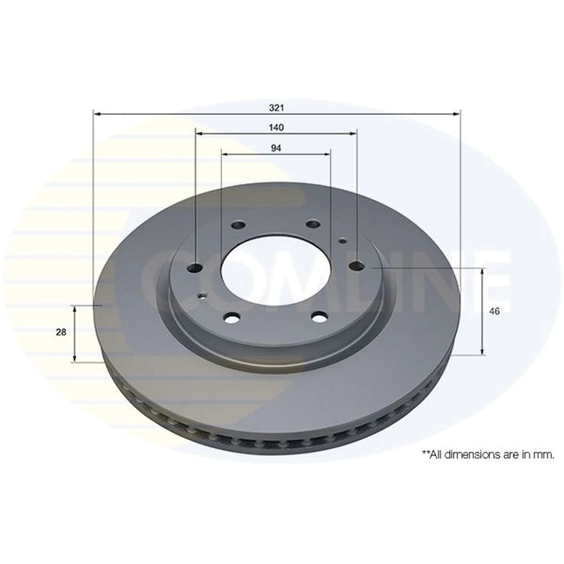 Comline 2 x Internally Vented Front Brake Discs ADC5228V