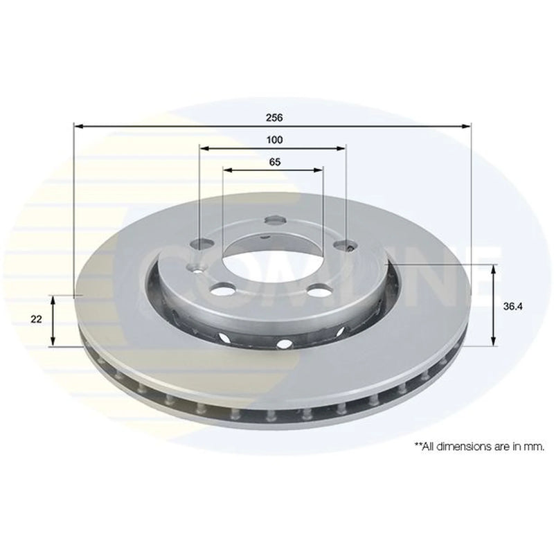 Comline 2 x Internally Vented Rear Brake Discs ADC1447V