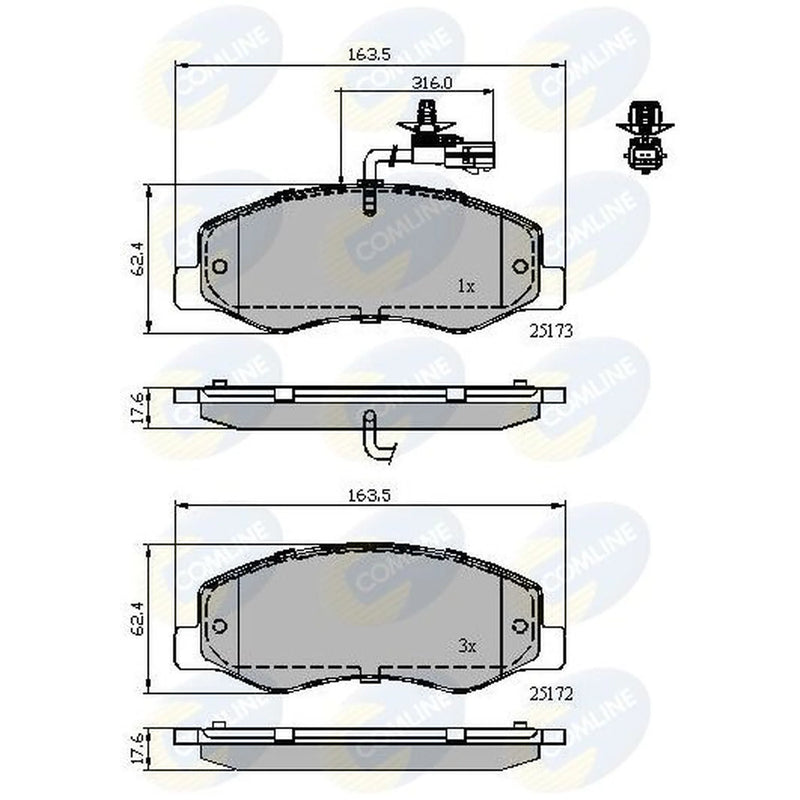 Comline 4 x Rear Brake Pad Set CBP12108