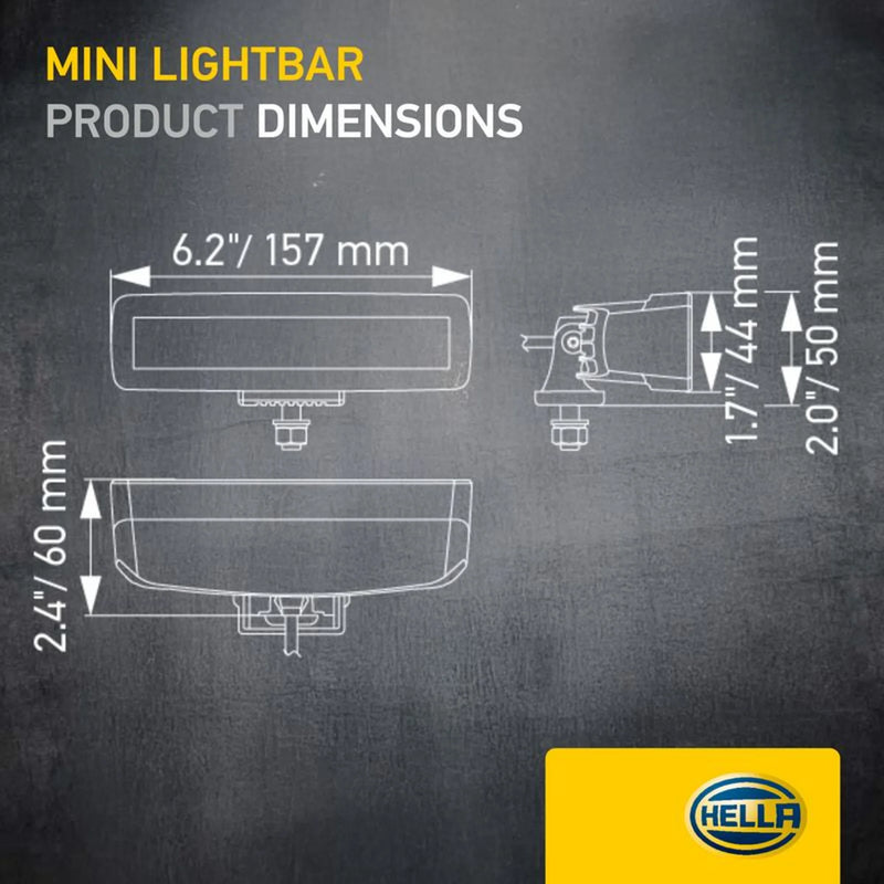 Hella Led Mini Lightbar 6.2Inch Flood 1FB 1FB 358 176-201 1FB 358 176-201