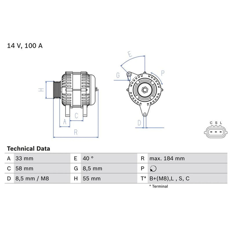 Bosch Car Alternator 12V 0 986 084 020
