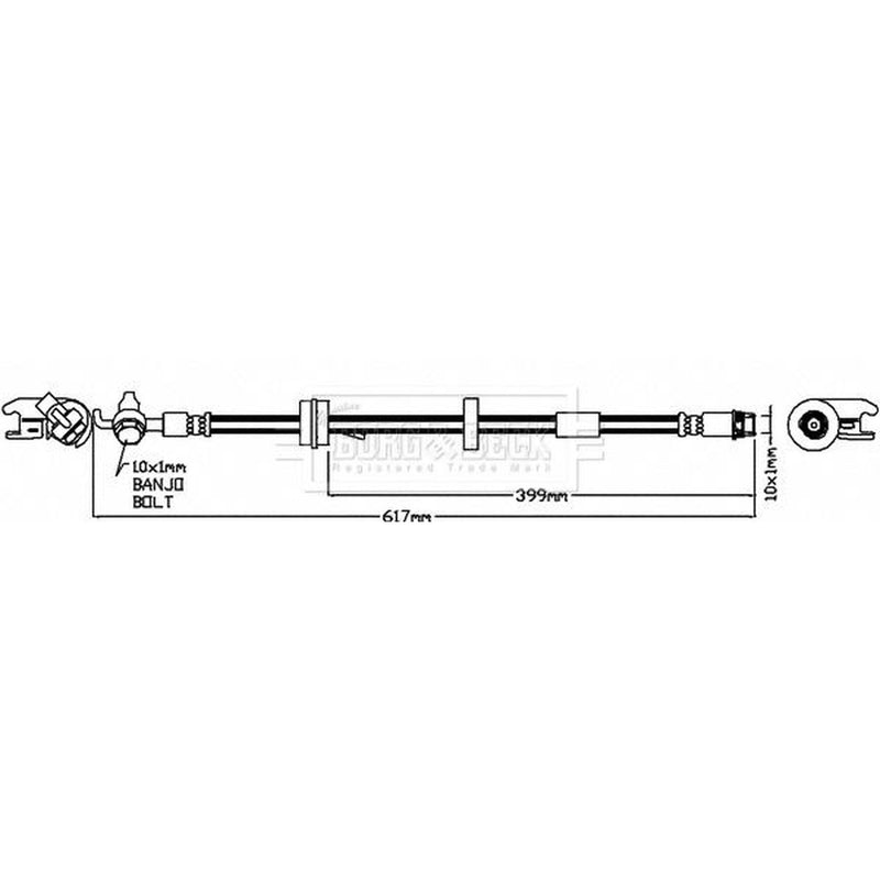 Borg & Beck Brake Hydraulic Hose Line Front Left BBH8223