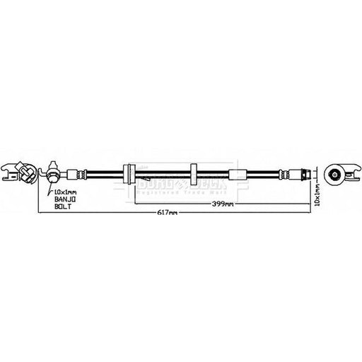 Borg & Beck Brake Hydraulic Hose Line Front Left BBH8223
