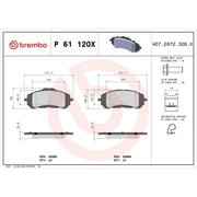 Brembo 4 x Front Brake Pad Set P61120X