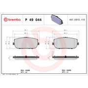 Brembo 4 x Rear Brake Pad Set P49044