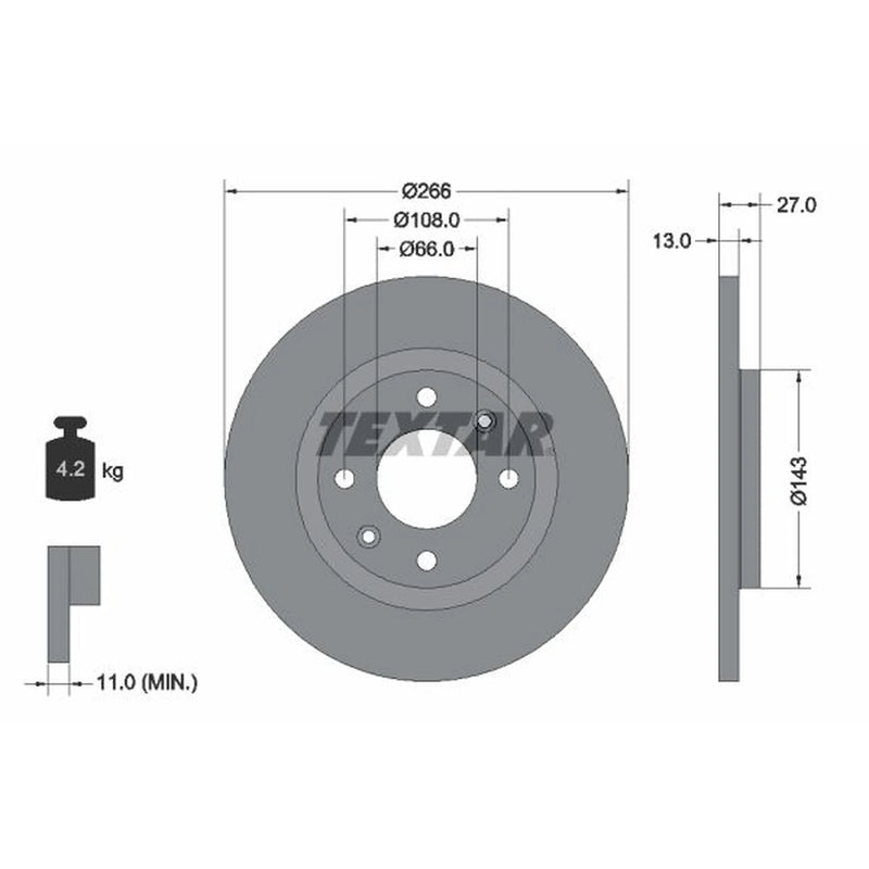 Textar 2 x Front Brake Discs 92089103