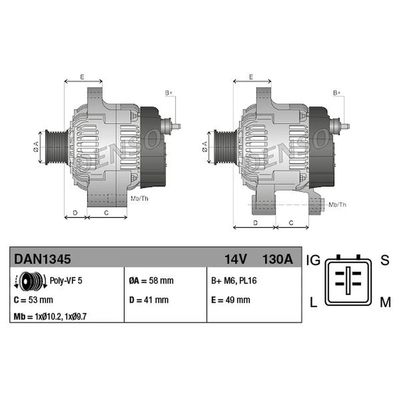 Denso Car Alternator 12V DAN1345