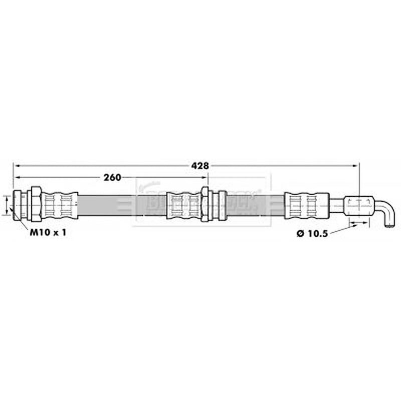 Borg & Beck Brake Hydraulic Hose Line Front Left BBH7076